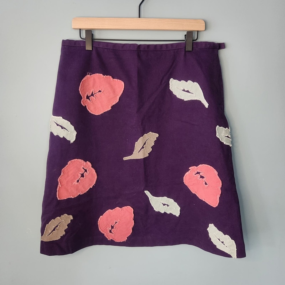 BODEN Purple Aline skirt with Leaves - Size 16R